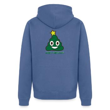 Poo Emoji Christmas Tree Joyeux Noël vacances - Veste à capuche bio Premium Unisexe - bleu pigeon - Dos - Nico (187cm)