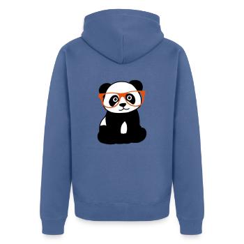 Panda avec des lunettes - Veste à capuche bio Premium Unisexe - bleu pigeon - Dos - Nico (187cm)