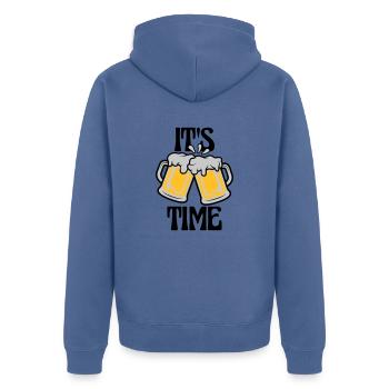 It s Beer - Unisex Premium Organic Zip Hoodie - stone blue - Back - Nico (187cm)