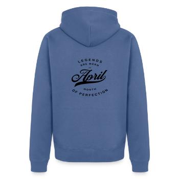 APRIL BIRTHDAY - Unisex Premium Organic Zip Hoodie - stone blue - Back - Nico (187cm)