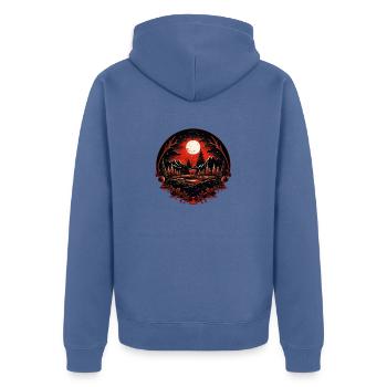 Weihnachtliche Dekoration mit einem Rentier - Unisex Premium Bio Zip Hoodie - Taubenblau - Hinten - Nico (187cm)