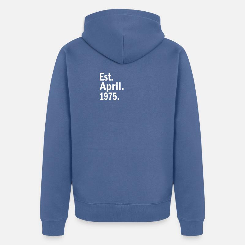 Est avril 1975 - Veste à capuche bio Premium Unisexe - bleu pigeon