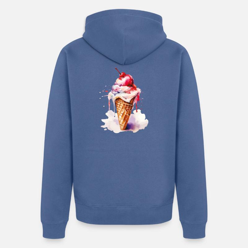 Aquarell Eiscreme Tropfen Kunst Cone - Veste à capuche bio Premium Unisexe - bleu pigeon