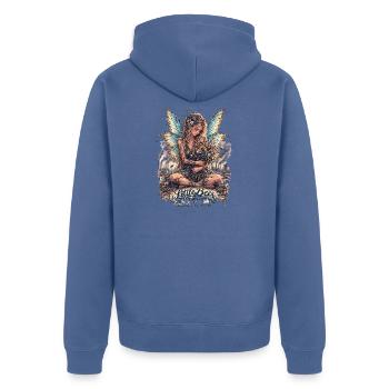 Guardians of Earth - Kleine Bienen, große Wirkung - Unisex Premium Bio Zip Hoodie - Taubenblau - Hinten - Nico (187cm)