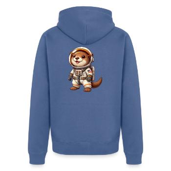 Otter Astronaut im Weltraum Cartoon - Unisex Premium Bio Zip Hoodie - Taubenblau - Hinten - Nico (187cm)