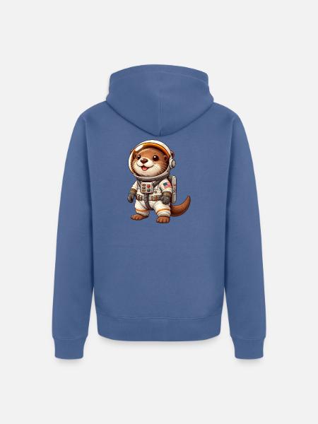 Otter Astronaut im Weltraum Cartoon - Unisex Premium Bio Zip Hoodie - Taubenblau