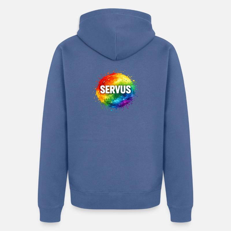 Explosion colorée SERVUS - Veste à capuche bio Premium Unisexe - bleu pigeon