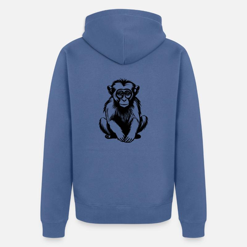 Affe Affen Affengesicht Dschungel - Unisex Premium Bio Zip Hoodie - Taubenblau