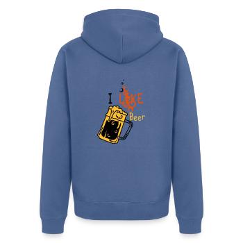 Ich mag Bier 5 - Unisex Premium Bio Zip Hoodie - Taubenblau - Hinten - Nico (187cm)