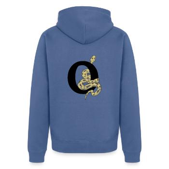 Lettre o serpent - Veste à capuche bio Premium Unisexe - bleu pigeon - Dos - Nico (187cm)