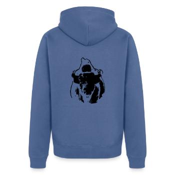 BUFFALO - Unisex Premium Organic Zip Hoodie - stone blue - Back - Nico (187cm)