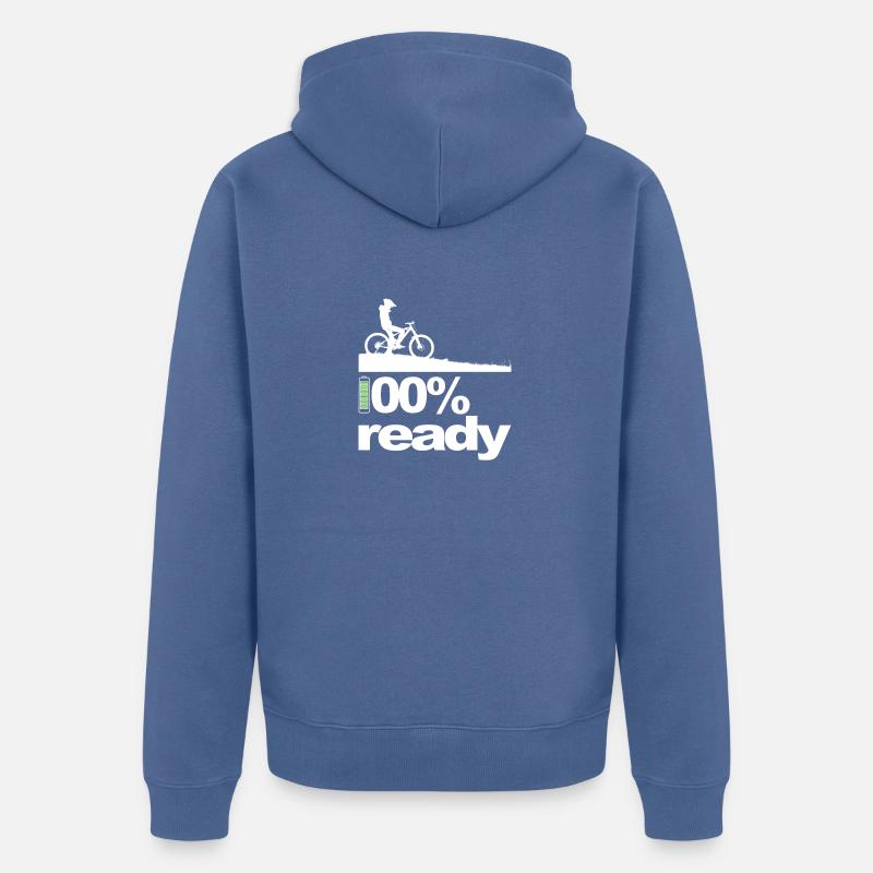 Ebike rider: '100% Ready' - Veste à capuche bio Premium Unisexe - bleu pigeon