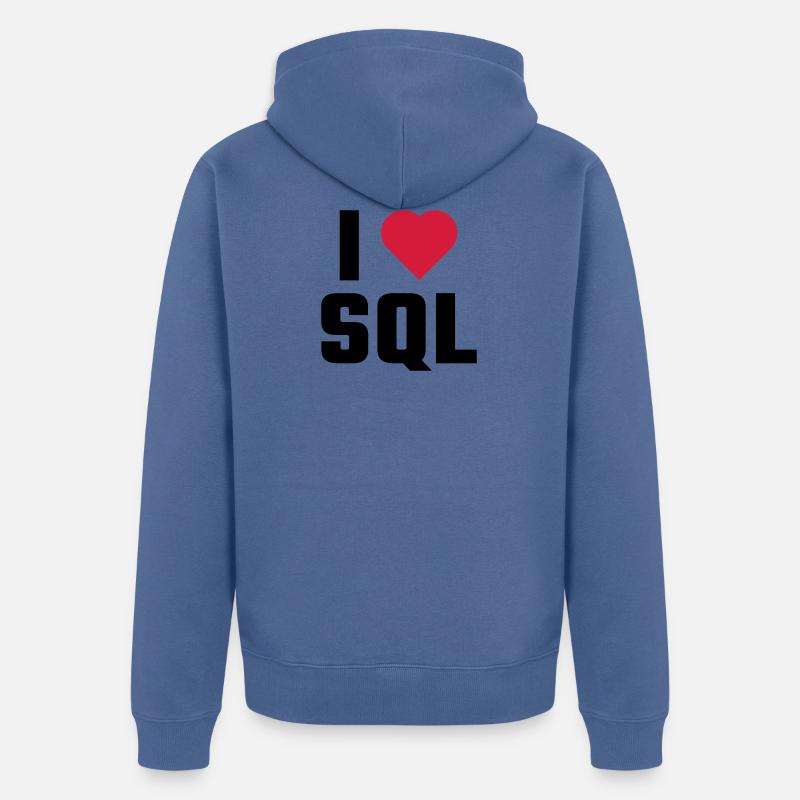 J'aime SQL - Veste à capuche bio Premium Unisexe - bleu pigeon