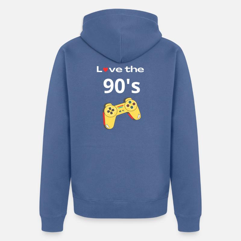 Ich liebe den Retro-Controller der 90er - Unisex Premium Bio Zip Hoodie - Taubenblau