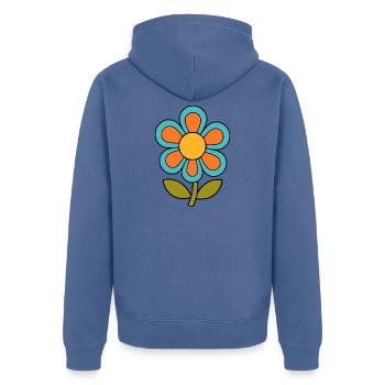 70s flower pattern retro flowerpower - Unisex Premium Organic Zip Hoodie - stone blue - Back - Nico (187cm)