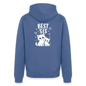 Meilleures sœurs Chats Meilleures Sœurs Chat - Veste à capuche bio Premium Unisexe - bleu pigeon - Dos - Nico (187cm)