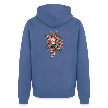 Känguru Boxer - Unisex Premium Bio Zip Hoodie - Taubenblau - Hinten - Nico (187cm)