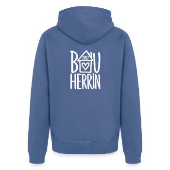 Bauherrin 2027 - Unisex Premium Bio Zip Hoodie - Taubenblau - Hinten - Nico (187cm)