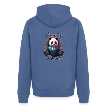 Panda / Animal / Zoo / Bamboo / Wild / Childlike - Unisex Premium Organic Zip Hoodie - stone blue - Back - Nico (187cm)