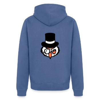 Sir hibou chapeau haut de forme monocle verres riches M. - Veste à capuche bio Premium Unisexe - bleu pigeon - Dos - Nico (187cm)