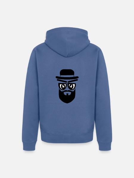Gesicht mit Hut und Bart - Unisex Premium Bio Zip Hoodie - Taubenblau