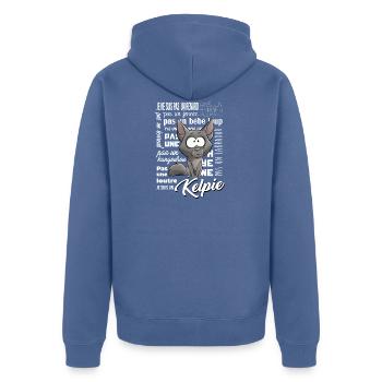 je Suis Kelpie Fawn - blanc FR - Veste à capuche bio Premium Unisexe - bleu pigeon - Dos - Nico (187cm)