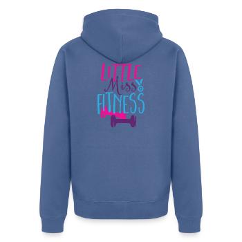 Kleines Fräulein Fitness - Unisex Premium Bio Zip Hoodie - Taubenblau - Hinten - Nico (187cm)