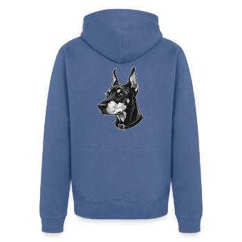 Elegant Doberman Portrait - Unisex Premium Organic Zip Hoodie - stone blue - Back - Nico (187cm)
