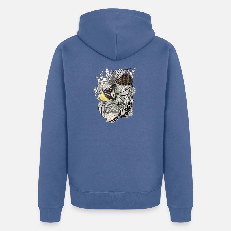 Leaf Fabric Feather Light Pattern - Unisex Premium Organic Zip Hoodie - stone blue