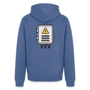 Elektrischer Verteilerverteiler - Unisex Premium Bio Zip Hoodie - Taubenblau - Hinten - Nico (187cm)