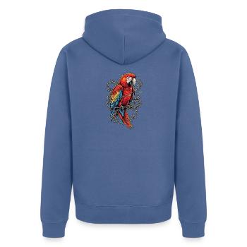 Stacheldraht Papagei - Unisex Premium Bio Zip Hoodie - Taubenblau - Hinten - Nico (187cm)