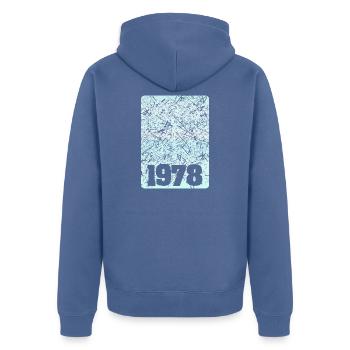 Zahl 1978 - Unisex Premium Bio Zip Hoodie - Taubenblau - Hinten - Nico (187cm)
