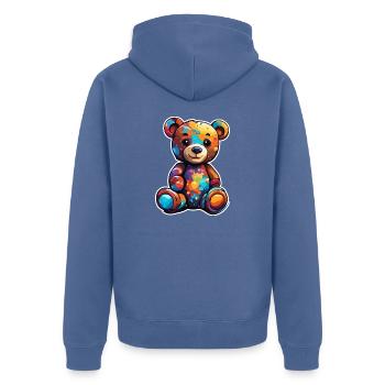 Ours en peluche / Peluche / Animal en peluche / Idée cadeau - Veste à capuche bio Premium Unisexe - bleu pigeon - Dos - Nico (187cm)