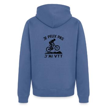 Je Peux Pas J'ai VTT - Veste à capuche bio Premium Unisexe - bleu pigeon - Dos - Nico (187cm)