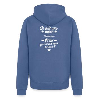 Je suis une super Pharmacienne cadeau - Veste à capuche bio Premium Unisexe - bleu pigeon - Dos - Nico (187cm)