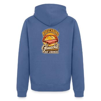 Augschburg Gluuschd Leberkäs - Unisex Premium Bio Zip Hoodie - Taubenblau - Hinten - Nico (187cm)