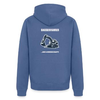 Baggerfahrer Aus Leidenschaft Baustelle Geschenk - Unisex Premium Bio Zip Hoodie - Taubenblau - Hinten - Nico (187cm)