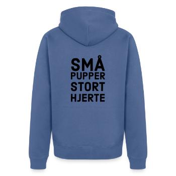 Small tits big heart - Unisex Premium Organic Zip Hoodie - stone blue - Back - Nico (187cm)