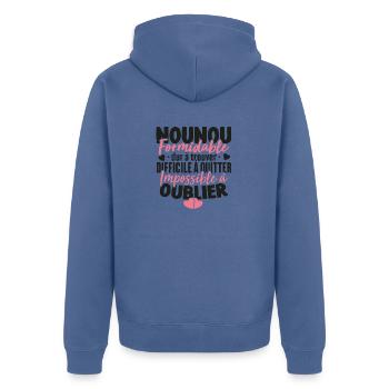 Nounou Formidable Super Idée Cadeau Pour Nounou - Veste à capuche bio Premium Unisexe - bleu pigeon - Dos - Nico (187cm)