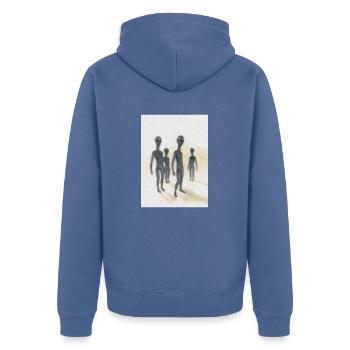 Aliens - Unisex Premium Organic Zip Hoodie - stone blue - Back - Nico (187cm)