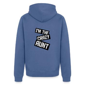 at The Crazy Aunt - Unisex Premium Organic Zip Hoodie - stone blue - Back - Nico (187cm)