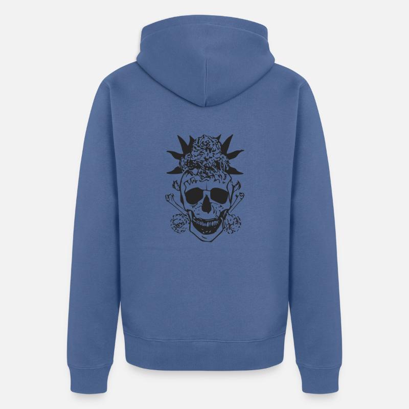 Crâne fleuri - Veste à capuche bio Premium Unisexe - bleu pigeon