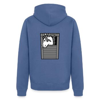 Écurie Cheval Poney Cheval Peeps Mignon - Veste à capuche bio Premium Unisexe - bleu pigeon - Dos - Nico (187cm)