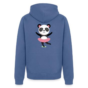 Tanzende Panda mit Tutu - Unisex Premium Bio Zip Hoodie - Taubenblau - Hinten - Nico (187cm)