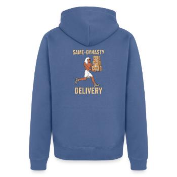 Paketbote Hieroglyphen Pakete - Unisex Premium Bio Zip Hoodie - Taubenblau - Hinten - Nico (187cm)