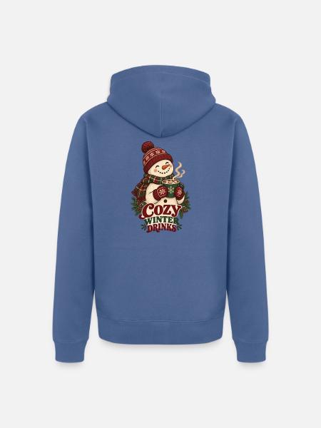 Cozy Winter Drinks Schneemann - Unisex Premium Bio Zip Hoodie - Taubenblau
