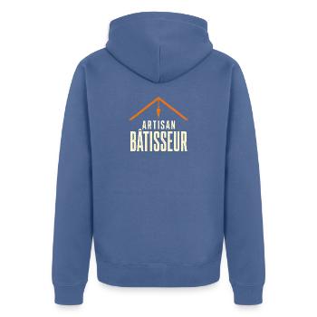 artisan-builder-print - Unisex Premium Organic Zip Hoodie - stone blue - Back - Nico (187cm)