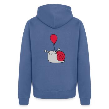 Cute balloon snail - Unisex Premium Organic Zip Hoodie - stone blue - Back - Nico (187cm)