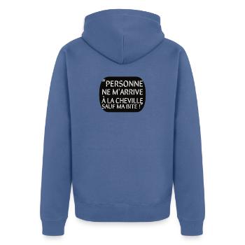 personne ne m'arrive à la cheville - Veste à capuche bio Premium Unisexe - bleu pigeon - Dos - Nico (187cm)