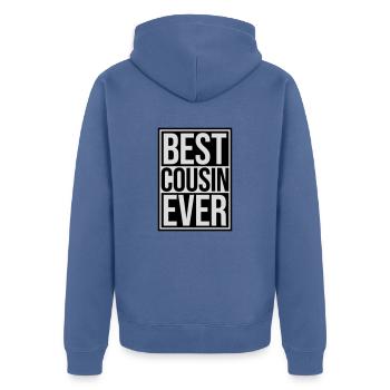 best cousin ever quote - Unisex Premium Organic Zip Hoodie - stone blue - Back - Nico (187cm)